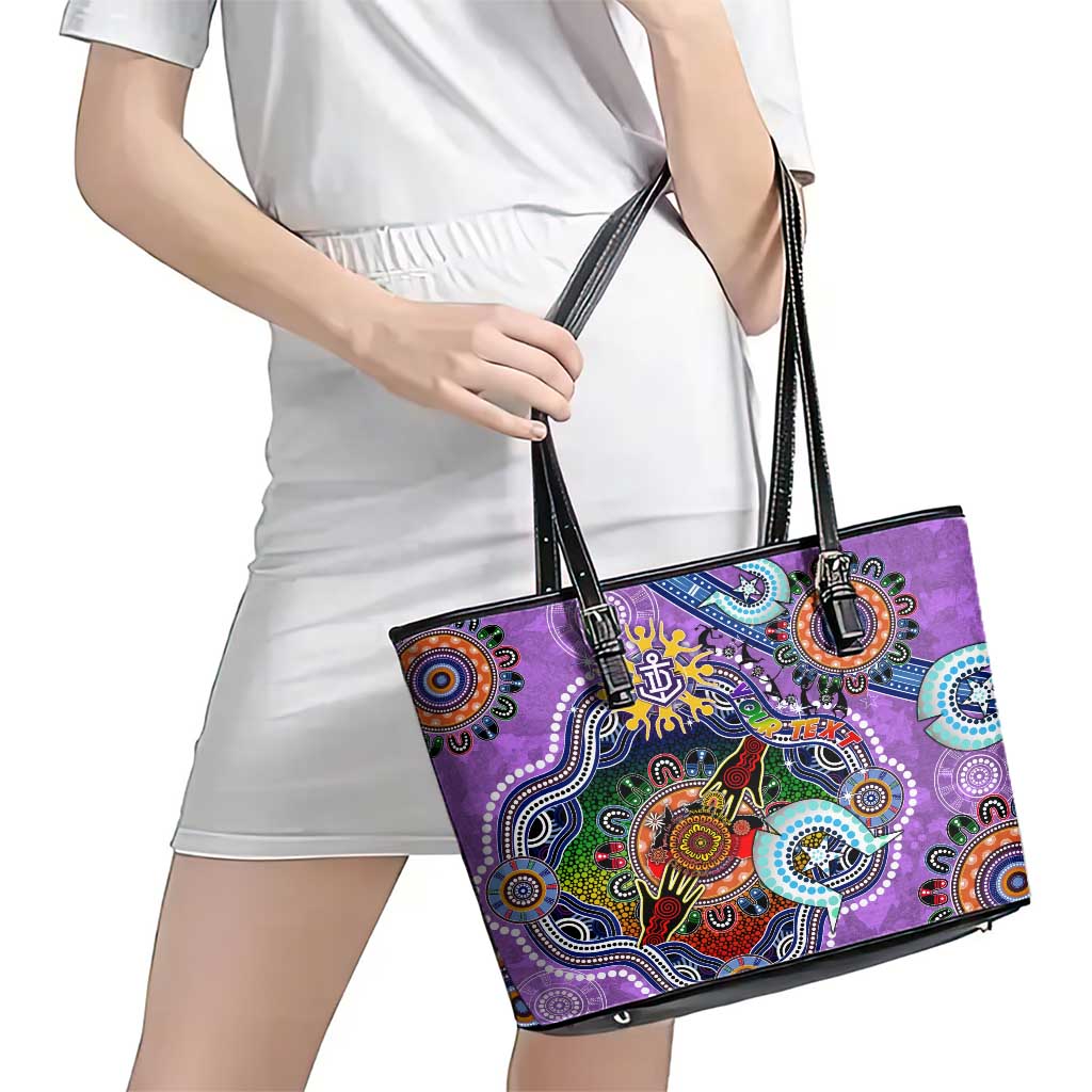 Custom NAIDOC Week 2024 Fremantle Dockers Freo Leather Tote Bag Australia Aboriginal Dot Painting