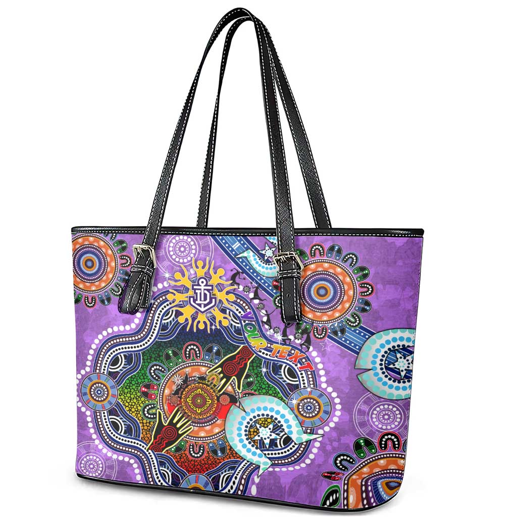 Custom NAIDOC Week 2024 Fremantle Dockers Freo Leather Tote Bag Australia Aboriginal Dot Painting