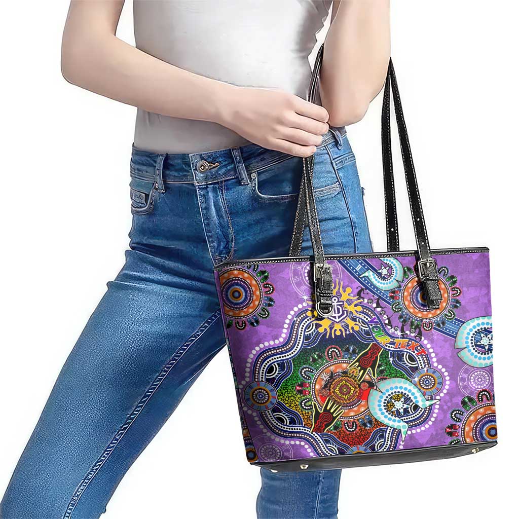 Custom NAIDOC Week 2024 Fremantle Dockers Freo Leather Tote Bag Australia Aboriginal Dot Painting