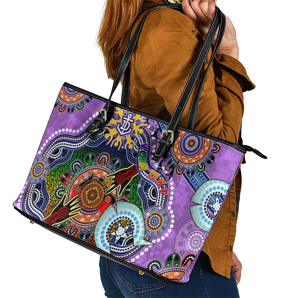 Custom NAIDOC Week 2024 Fremantle Dockers Freo Leather Tote Bag Australia Aboriginal Dot Painting