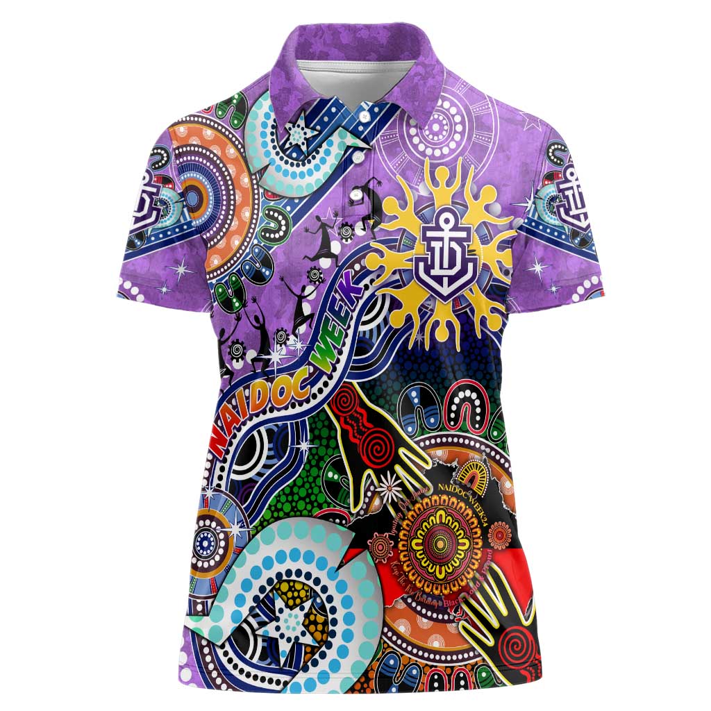 Custom NAIDOC Week 2024 Fremantle Dockers Freo Women Polo Shirt Australia Aboriginal Dot Painting