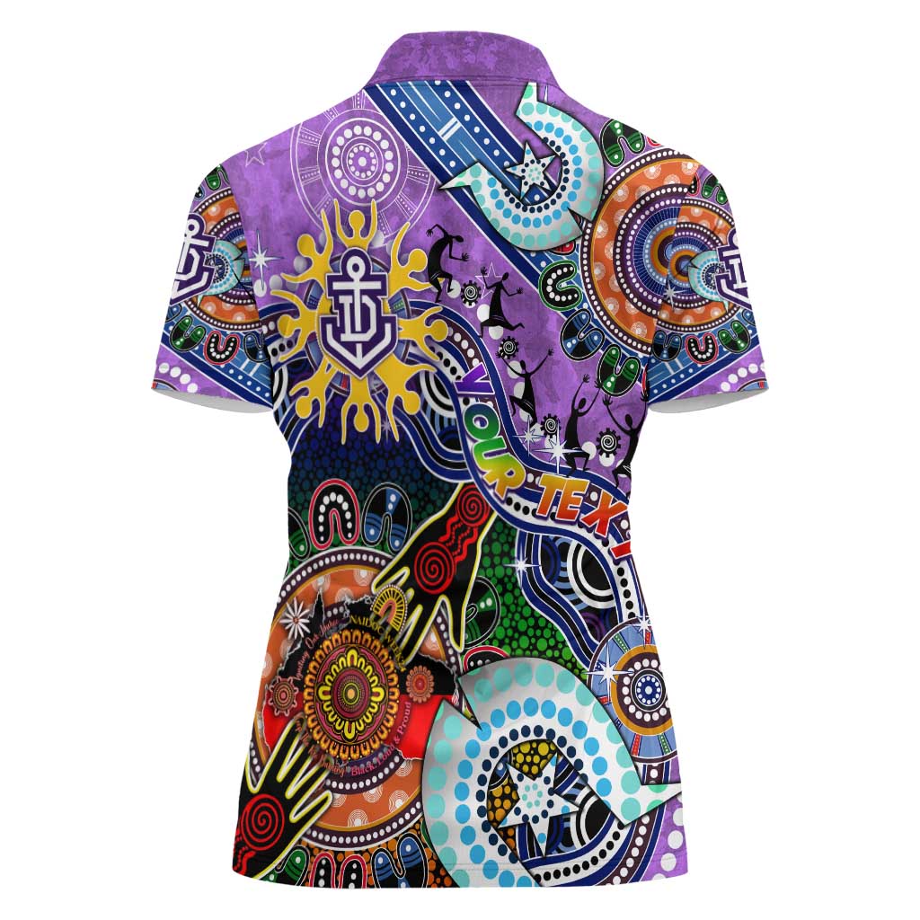 Custom NAIDOC Week 2024 Fremantle Dockers Freo Women Polo Shirt Australia Aboriginal Dot Painting