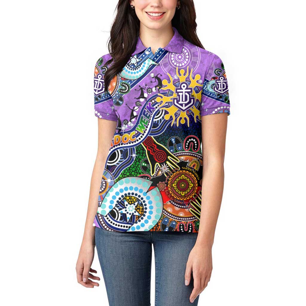 Custom NAIDOC Week 2024 Fremantle Dockers Freo Women Polo Shirt Australia Aboriginal Dot Painting