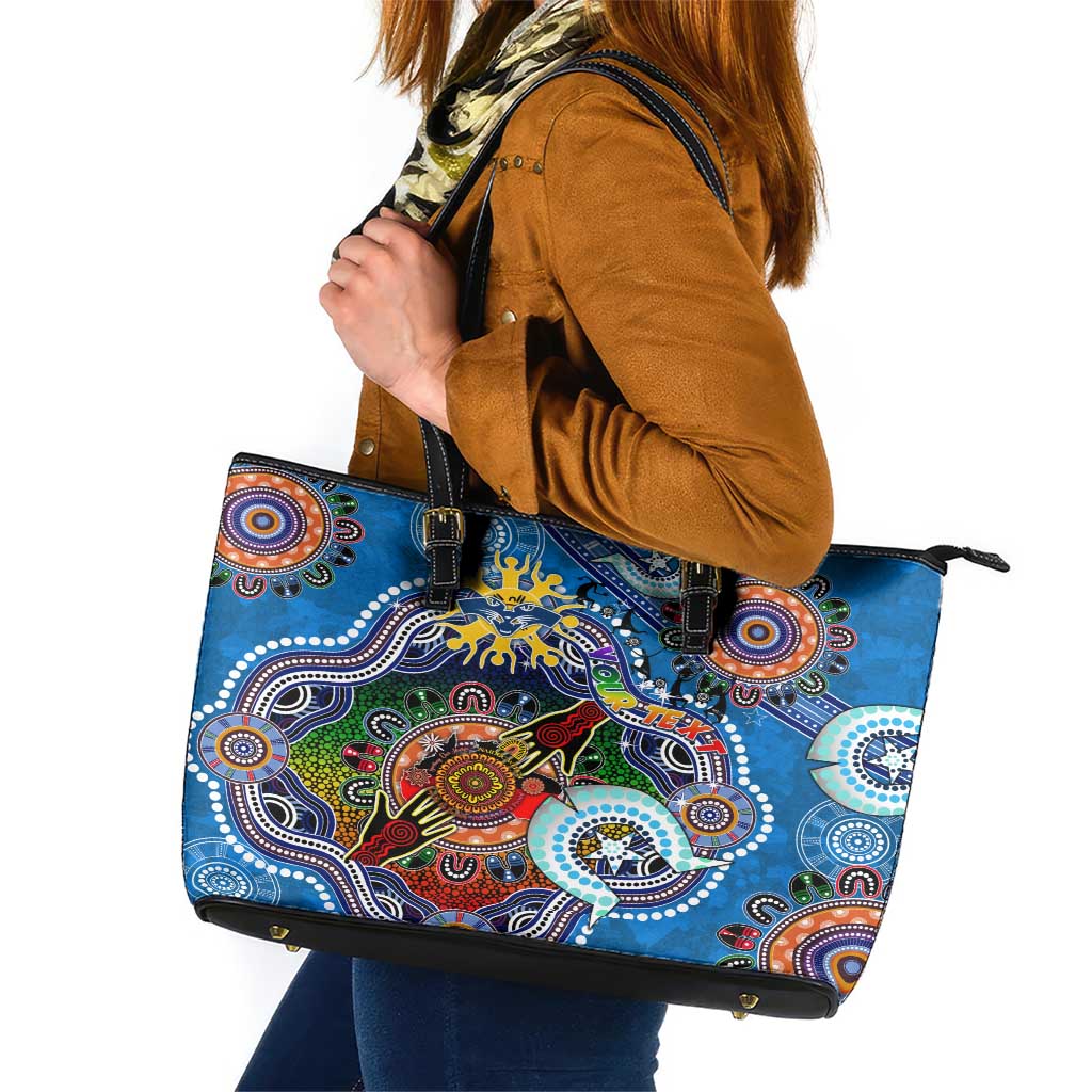 Custom NAIDOC Week 2024 Geelong Cats Leather Tote Bag Australia Aboriginal Dot Painting