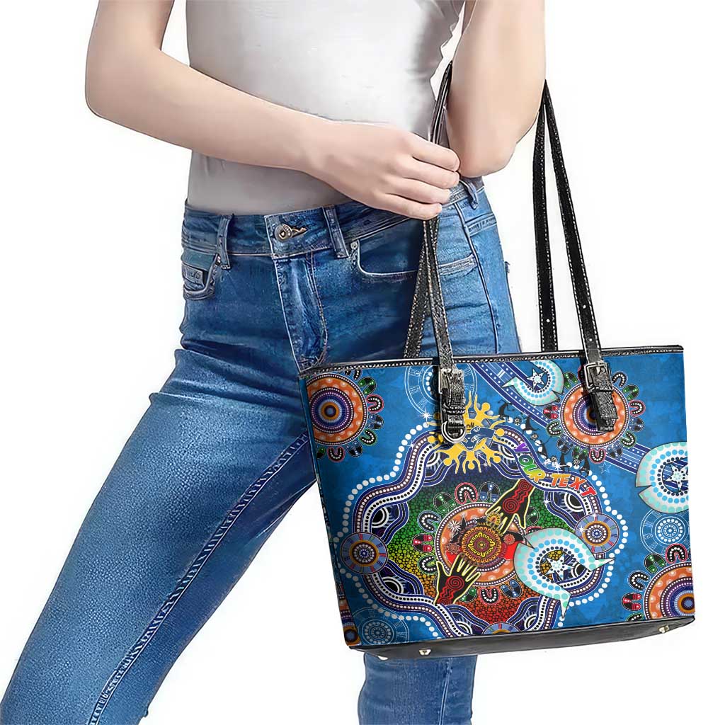 Custom NAIDOC Week 2024 Geelong Cats Leather Tote Bag Australia Aboriginal Dot Painting