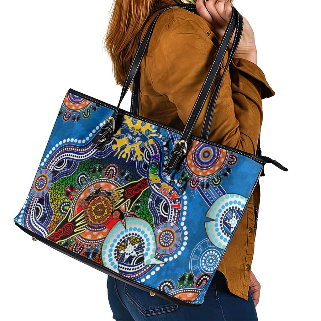 Custom NAIDOC Week 2024 Geelong Cats Leather Tote Bag Australia Aboriginal Dot Painting