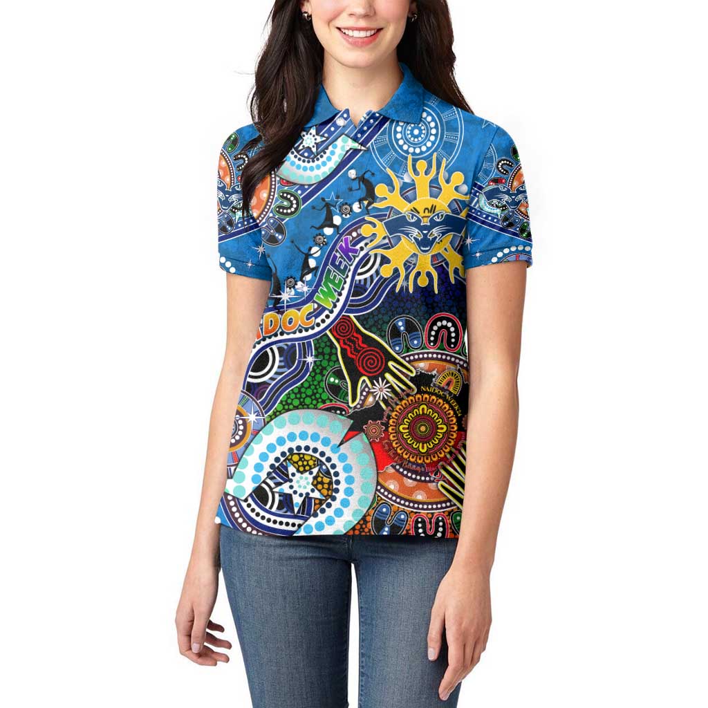 Custom NAIDOC Week 2024 Geelong Cats Women Polo Shirt Australia Aboriginal Dot Painting