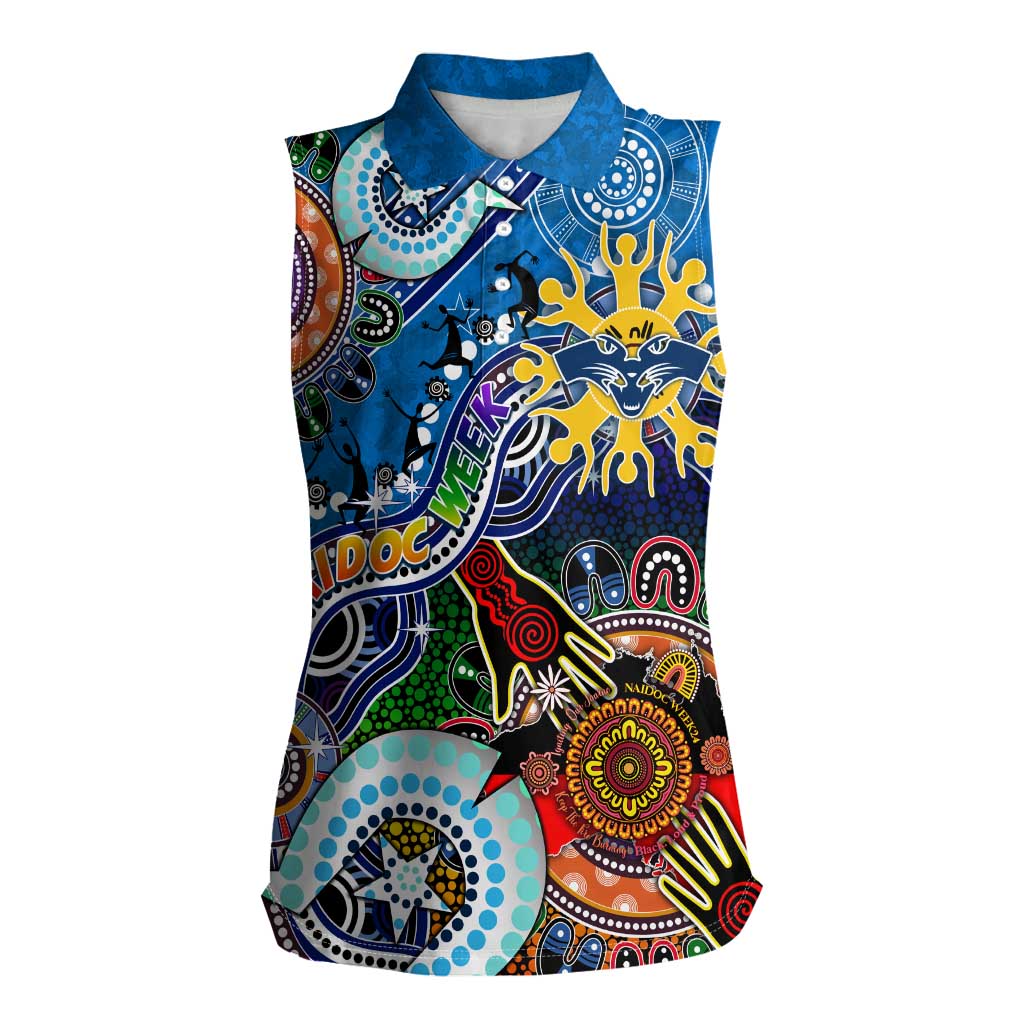 Custom NAIDOC Week 2024 Geelong Cats Women Sleeveless Polo Shirt Australia Aboriginal Dot Painting