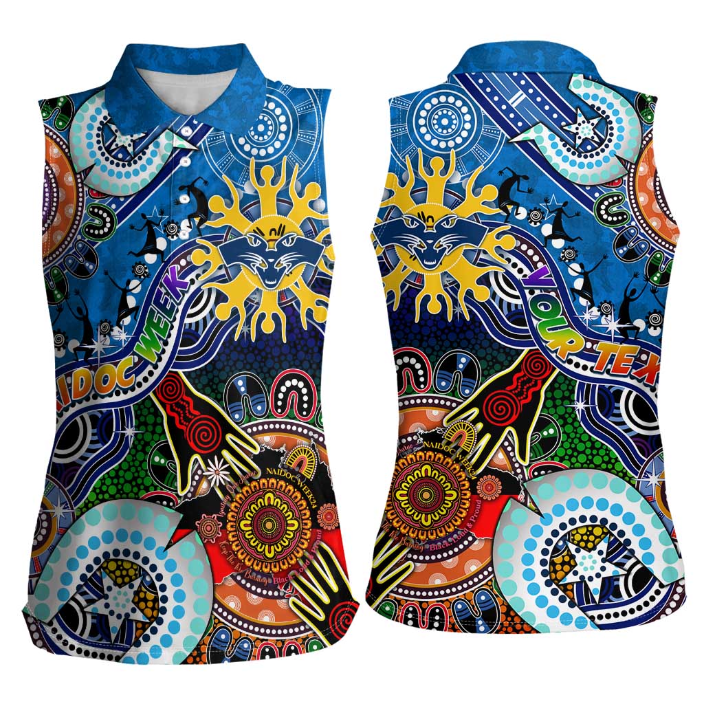 Custom NAIDOC Week 2024 Geelong Cats Women Sleeveless Polo Shirt Australia Aboriginal Dot Painting