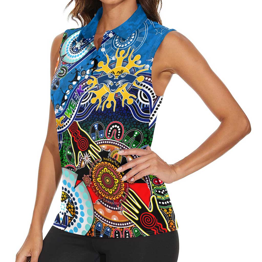 Custom NAIDOC Week 2024 Geelong Cats Women Sleeveless Polo Shirt Australia Aboriginal Dot Painting