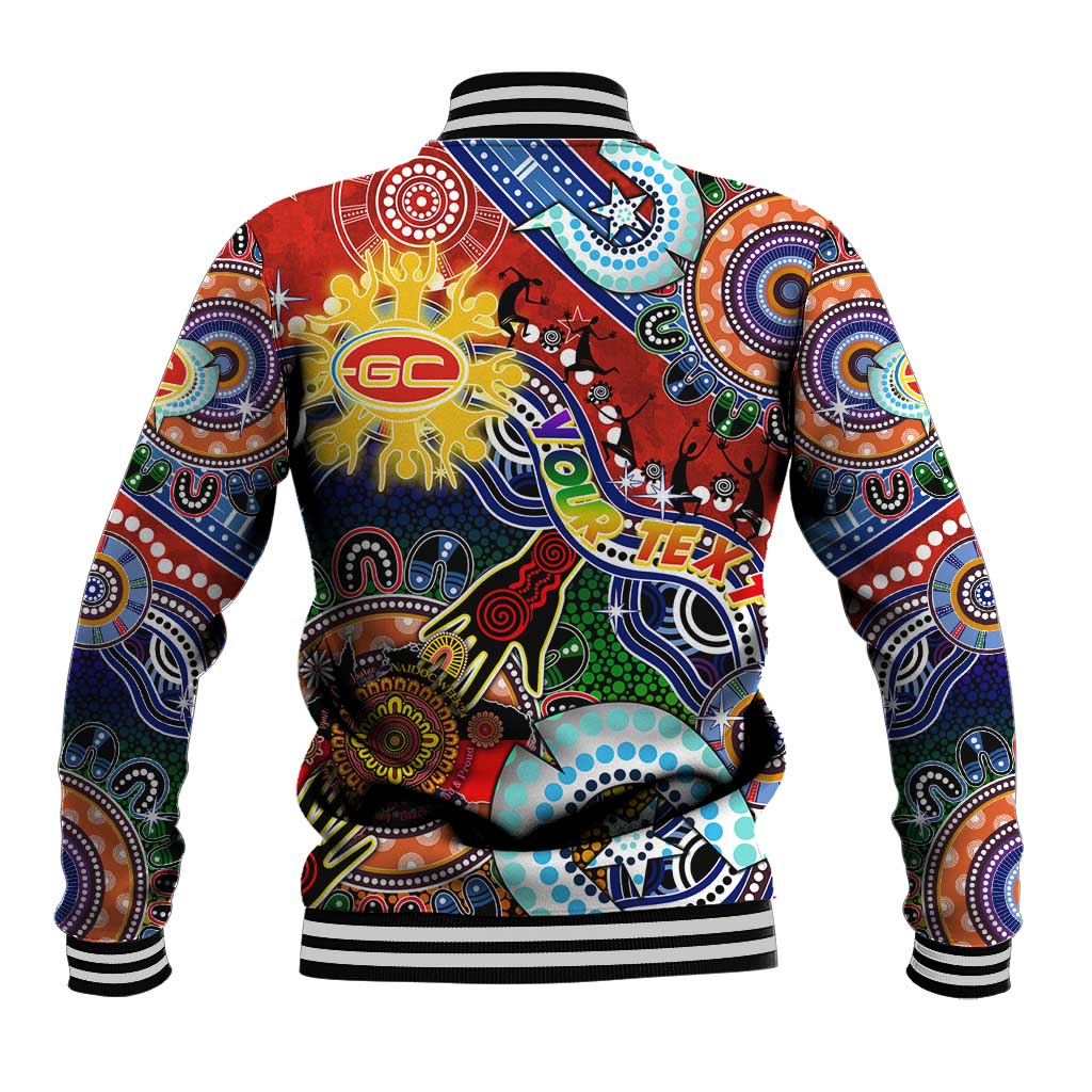 Custom NAIDOC Week 2024 Gold Coast Suns Baseball Jacket Australia Aboriginal Dot Painting