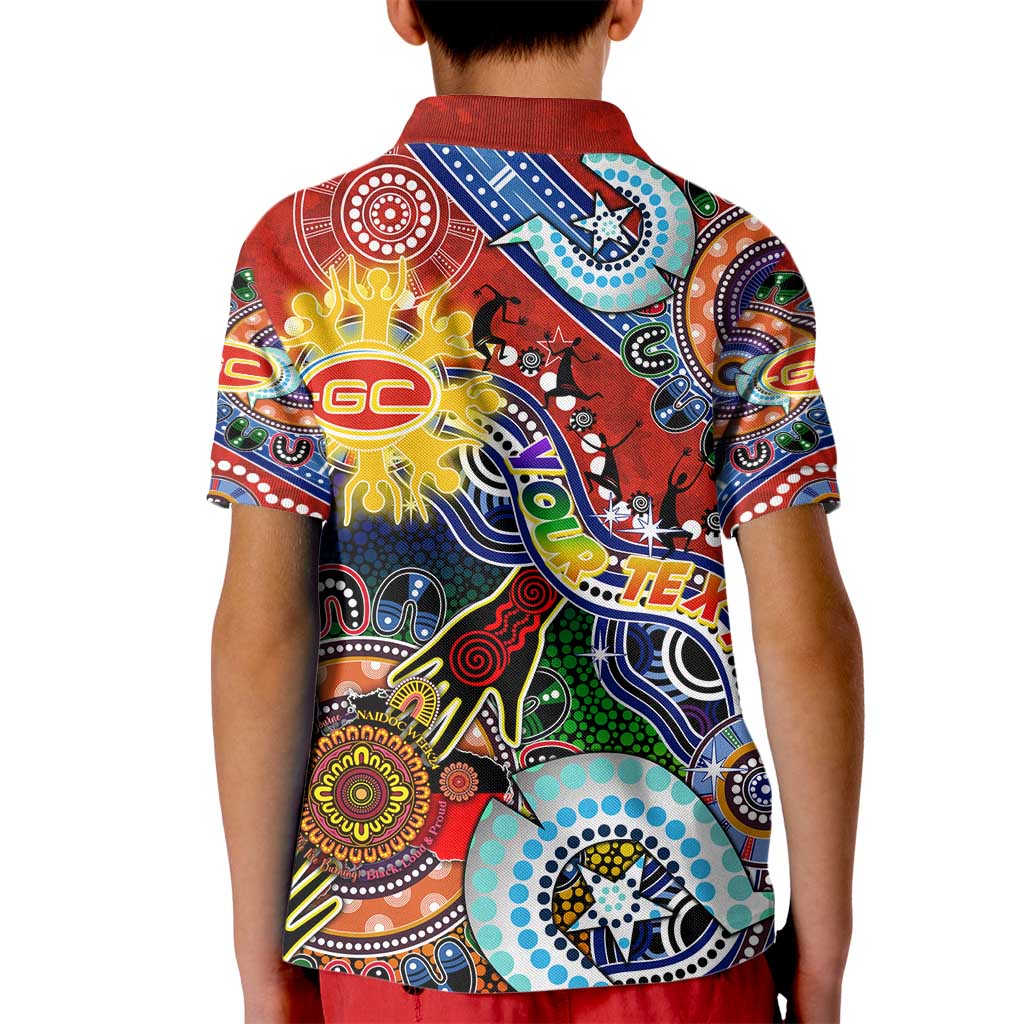 Custom NAIDOC Week 2024 Gold Coast Suns Kid Polo Shirt Australia Aboriginal Dot Painting