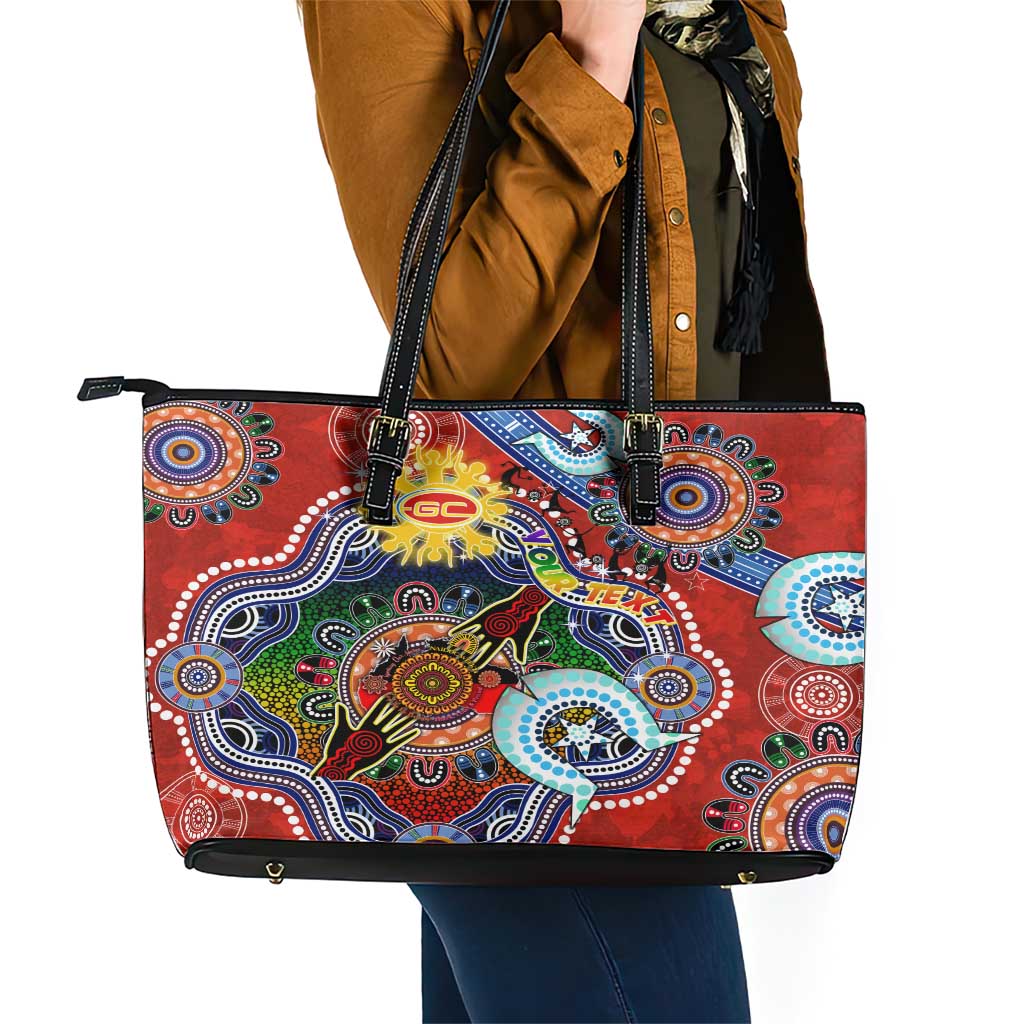 Custom NAIDOC Week 2024 Gold Coast Suns Leather Tote Bag Australia Aboriginal Dot Painting