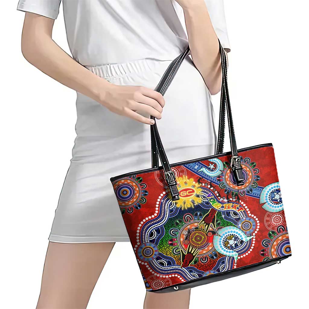 Custom NAIDOC Week 2024 Gold Coast Suns Leather Tote Bag Australia Aboriginal Dot Painting