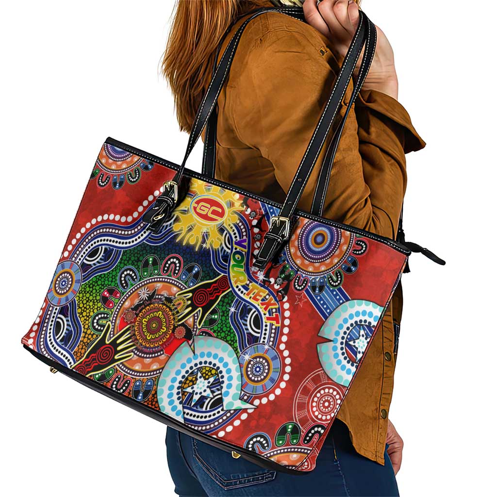 Custom NAIDOC Week 2024 Gold Coast Suns Leather Tote Bag Australia Aboriginal Dot Painting