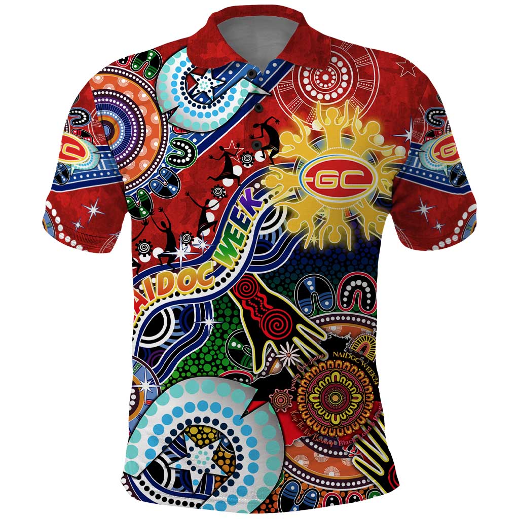 Custom NAIDOC Week 2024 Gold Coast Suns Polo Shirt Australia Aboriginal Dot Painting