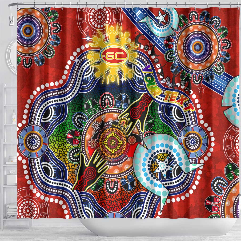 Custom NAIDOC Week 2024 Gold Coast Suns Shower Curtain Australia Aboriginal Dot Painting