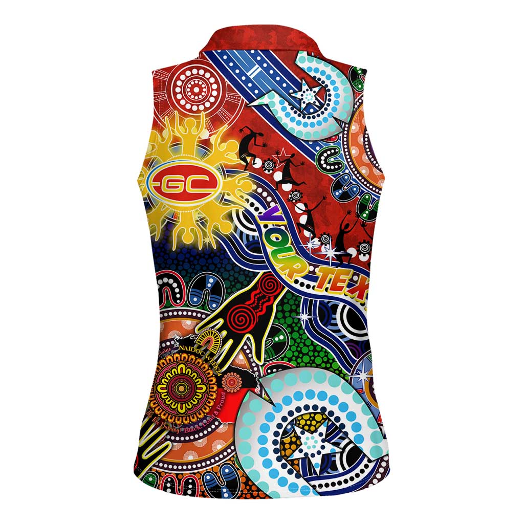 Custom NAIDOC Week 2024 Gold Coast Suns Women Sleeveless Polo Shirt Australia Aboriginal Dot Painting