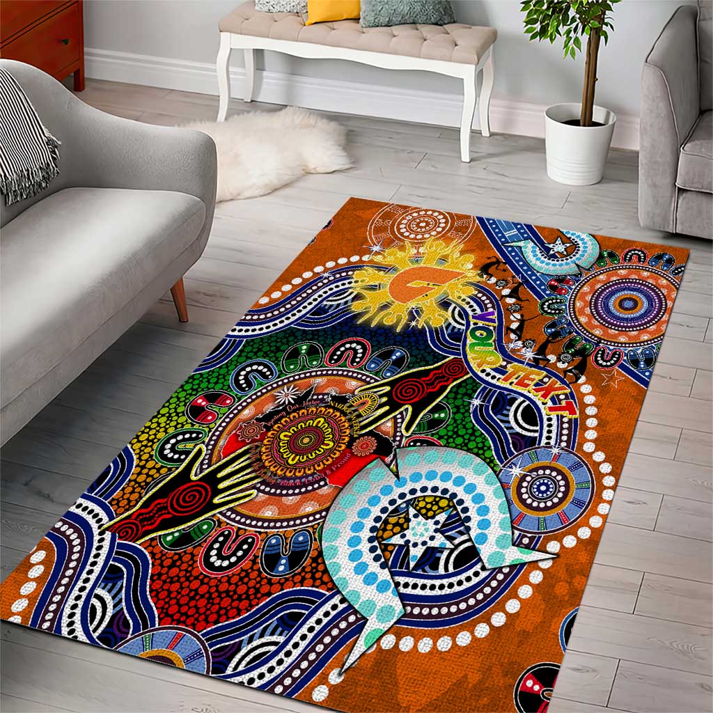 Custom NAIDOC Week 2024 GWS Giants Area Rug Australia Aboriginal Dot Painting