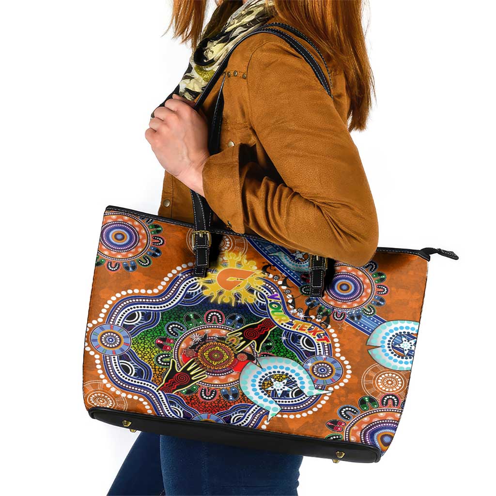 Custom NAIDOC Week 2024 GWS Giants Leather Tote Bag Australia Aboriginal Dot Painting