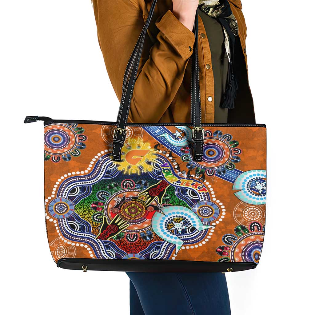 Custom NAIDOC Week 2024 GWS Giants Leather Tote Bag Australia Aboriginal Dot Painting