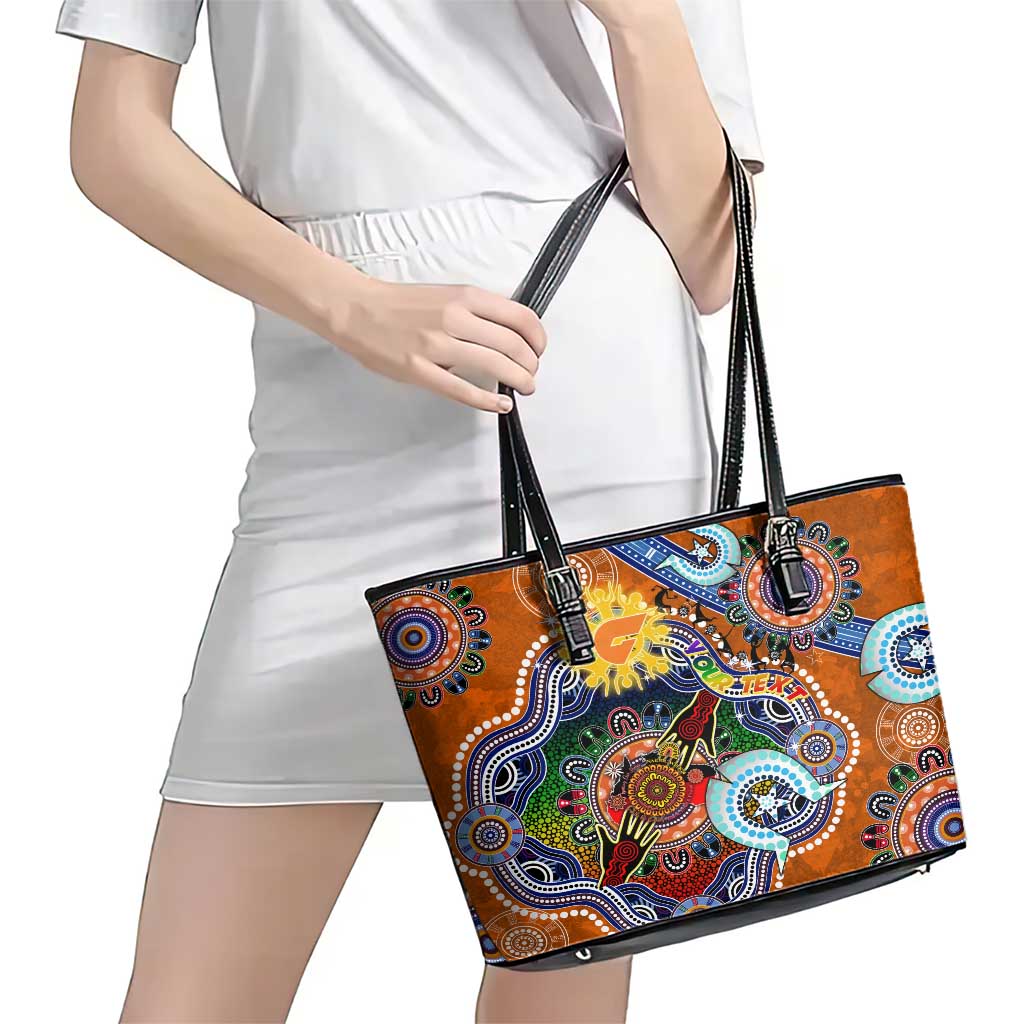 Custom NAIDOC Week 2024 GWS Giants Leather Tote Bag Australia Aboriginal Dot Painting