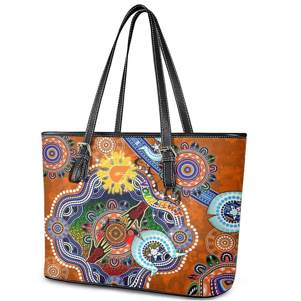 Custom NAIDOC Week 2024 GWS Giants Leather Tote Bag Australia Aboriginal Dot Painting