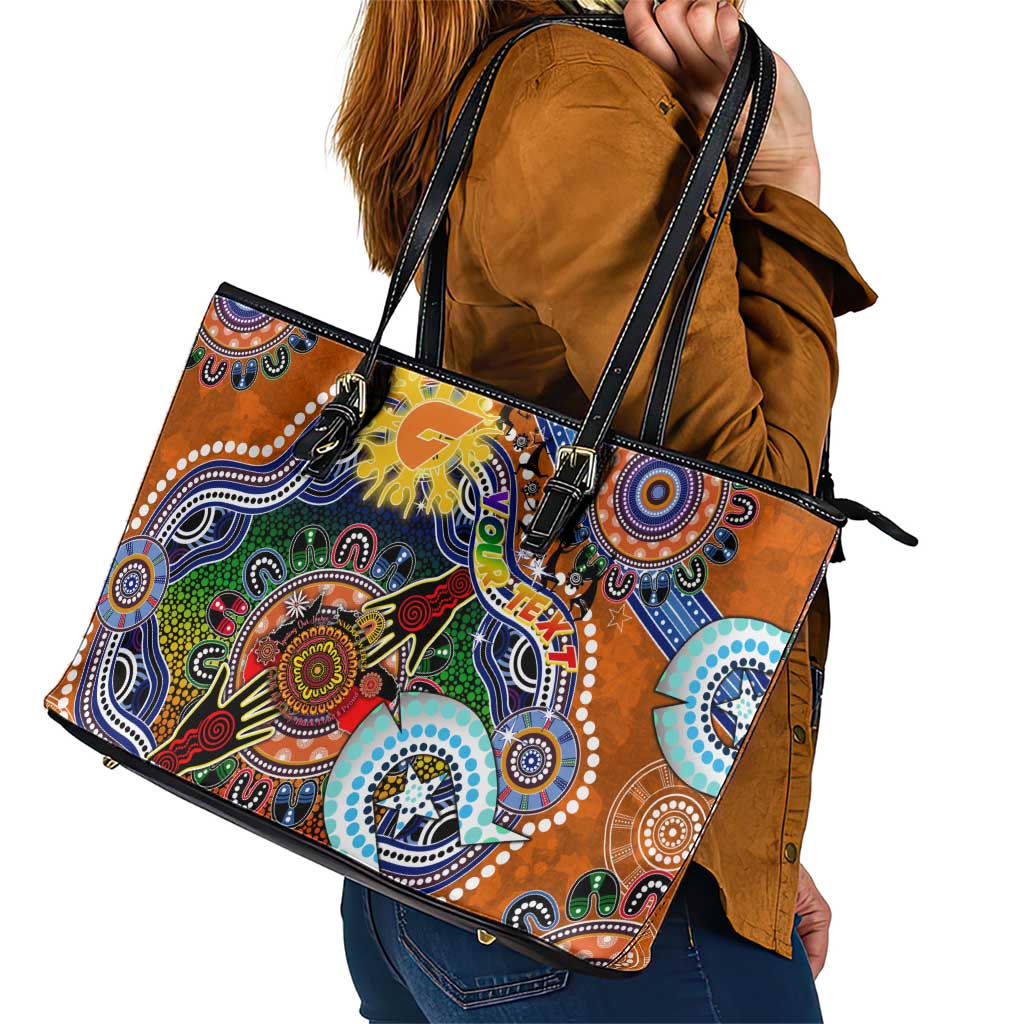 Custom NAIDOC Week 2024 GWS Giants Leather Tote Bag Australia Aboriginal Dot Painting