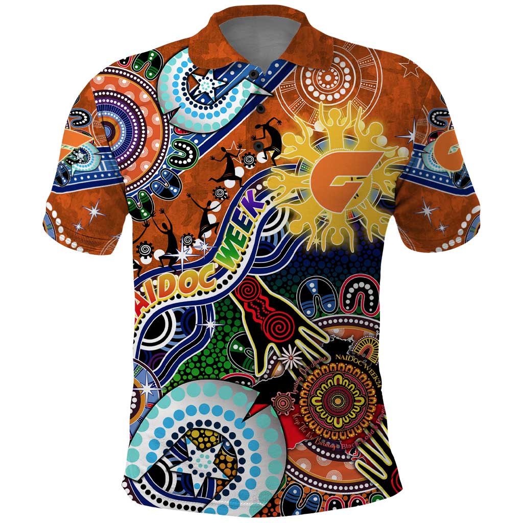 Custom NAIDOC Week 2024 GWS Giants Polo Shirt Australia Aboriginal Dot Painting