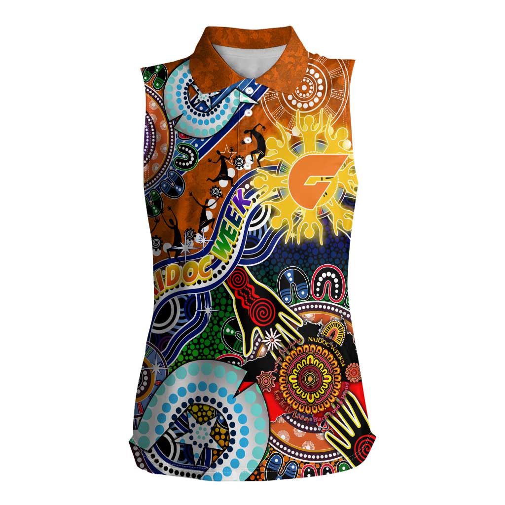 Custom NAIDOC Week 2024 GWS Giants Women Sleeveless Polo Shirt Australia Aboriginal Dot Painting