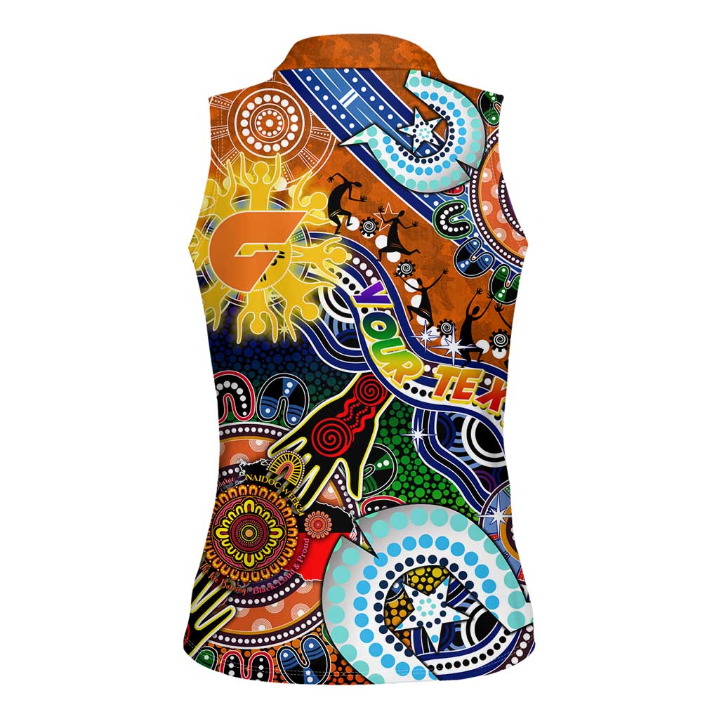 Custom NAIDOC Week 2024 GWS Giants Women Sleeveless Polo Shirt Australia Aboriginal Dot Painting