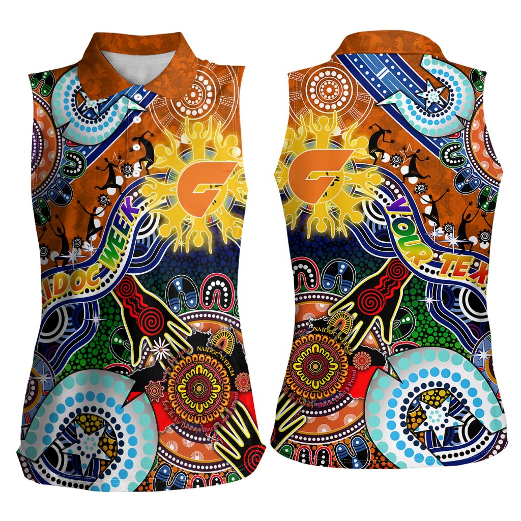 Custom NAIDOC Week 2024 GWS Giants Women Sleeveless Polo Shirt Australia Aboriginal Dot Painting