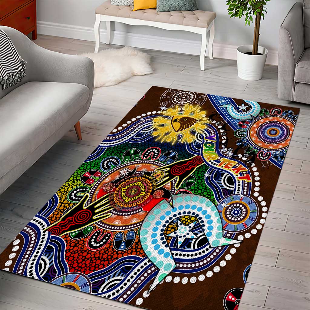 Custom NAIDOC Week 2024 Hawthorn Hawks Area Rug Australia Aboriginal Dot Painting