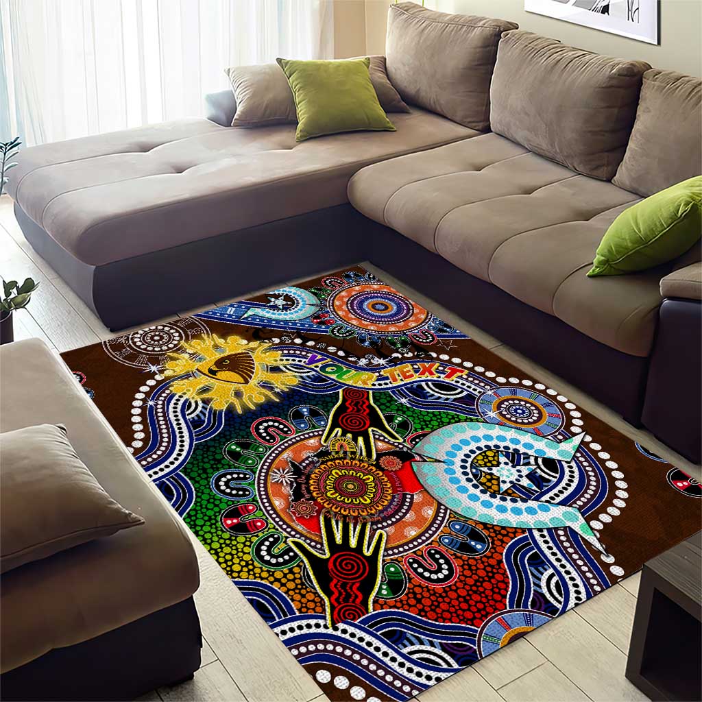 Custom NAIDOC Week 2024 Hawthorn Hawks Area Rug Australia Aboriginal Dot Painting