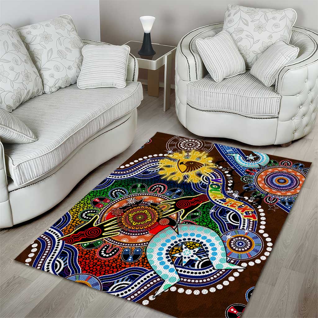 Custom NAIDOC Week 2024 Hawthorn Hawks Area Rug Australia Aboriginal Dot Painting