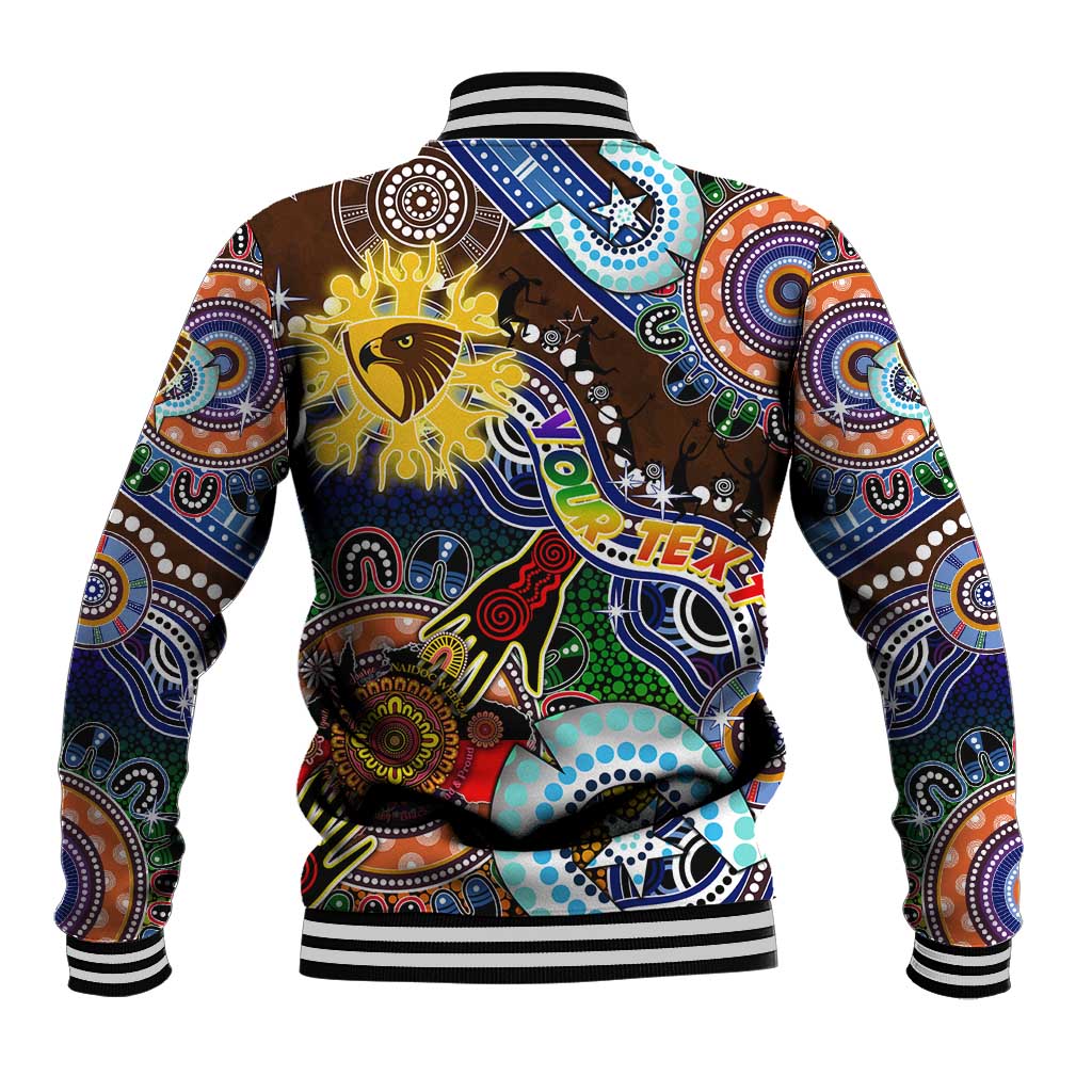 Custom NAIDOC Week 2024 Hawthorn Hawks Baseball Jacket Australia Aboriginal Dot Painting