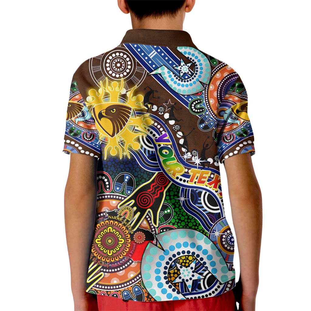 Custom NAIDOC Week 2024 Hawthorn Hawks Kid Polo Shirt Australia Aboriginal Dot Painting