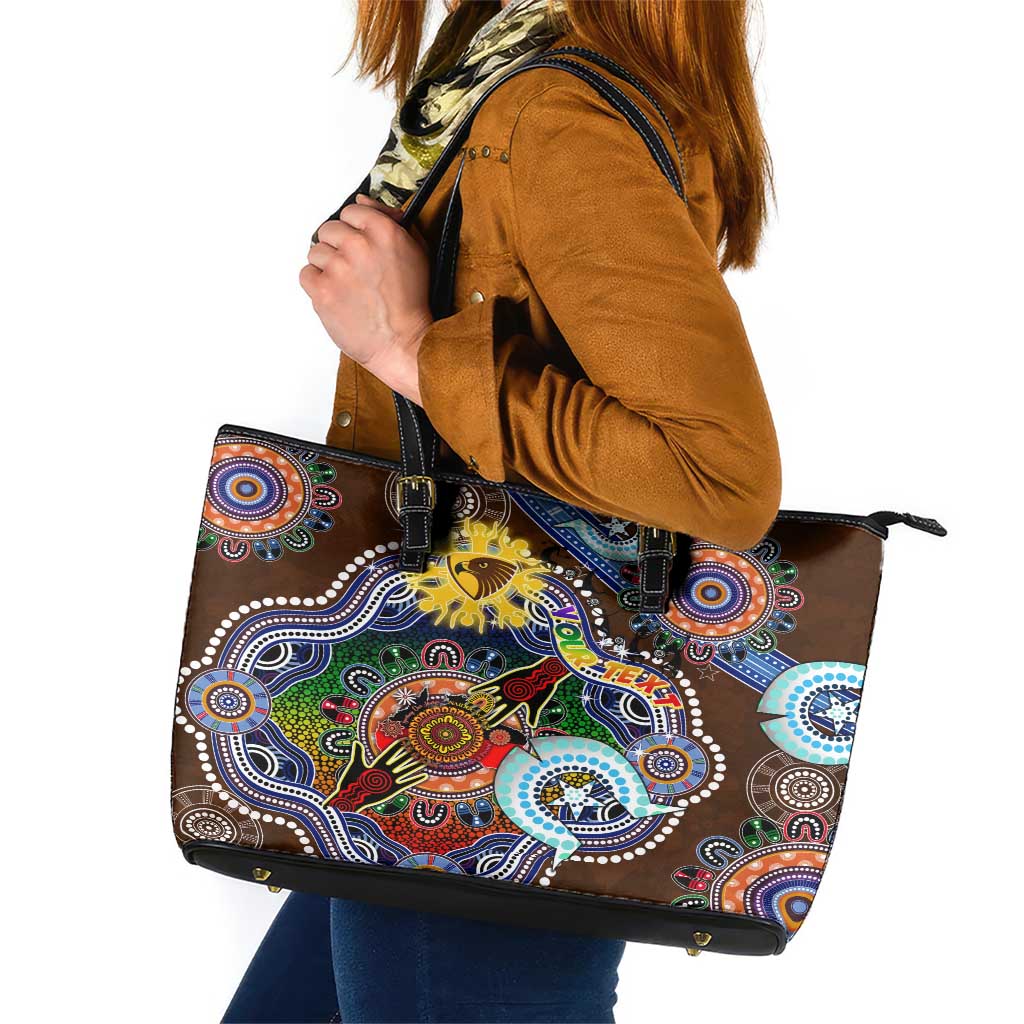 Custom NAIDOC Week 2024 Hawthorn Hawks Leather Tote Bag Australia Aboriginal Dot Painting