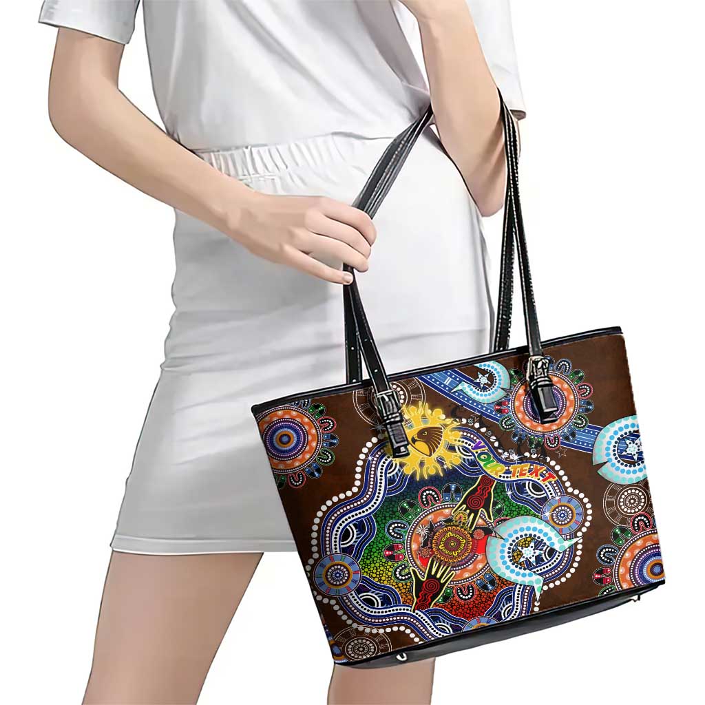 Custom NAIDOC Week 2024 Hawthorn Hawks Leather Tote Bag Australia Aboriginal Dot Painting