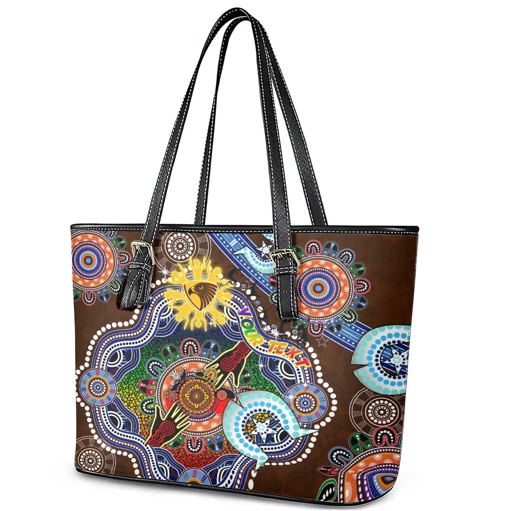 Custom NAIDOC Week 2024 Hawthorn Hawks Leather Tote Bag Australia Aboriginal Dot Painting