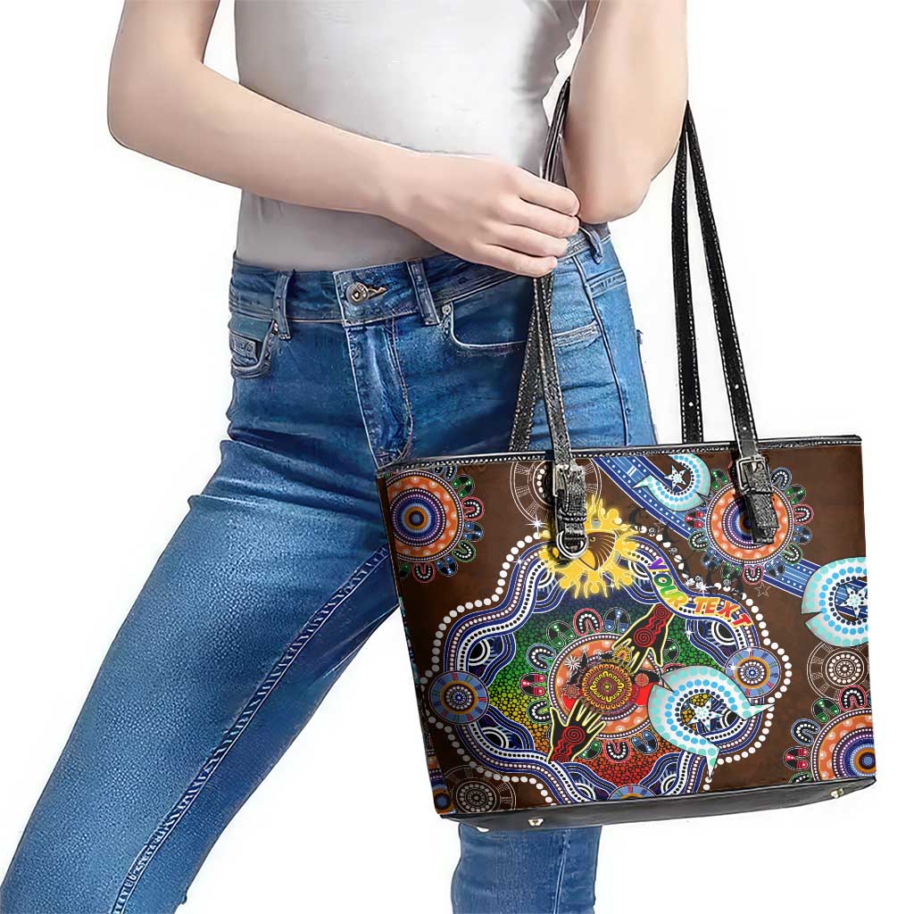 Custom NAIDOC Week 2024 Hawthorn Hawks Leather Tote Bag Australia Aboriginal Dot Painting