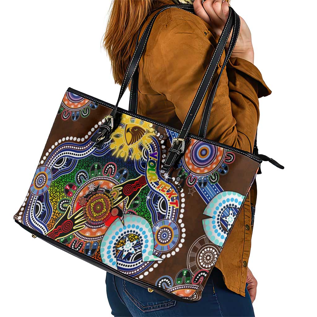 Custom NAIDOC Week 2024 Hawthorn Hawks Leather Tote Bag Australia Aboriginal Dot Painting