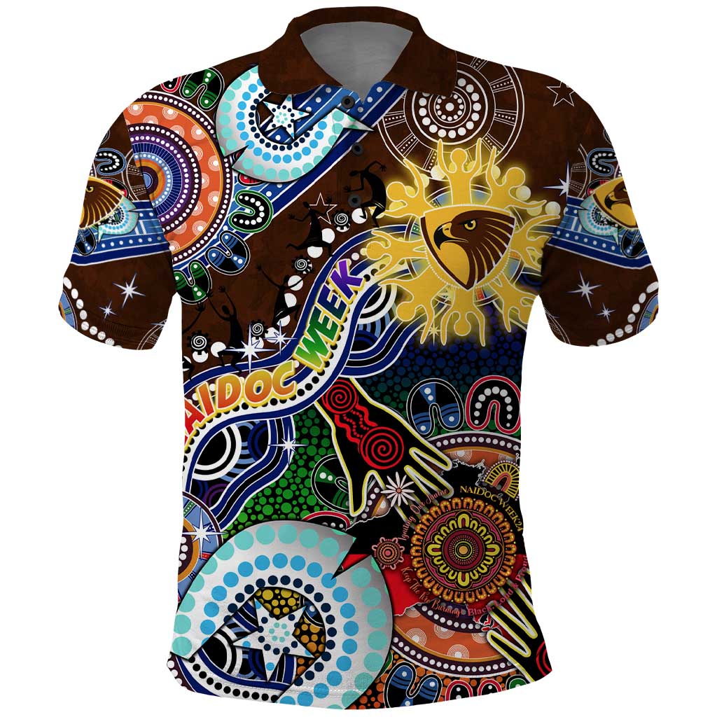 Custom NAIDOC Week 2024 Hawthorn Hawks Polo Shirt Australia Aboriginal Dot Painting