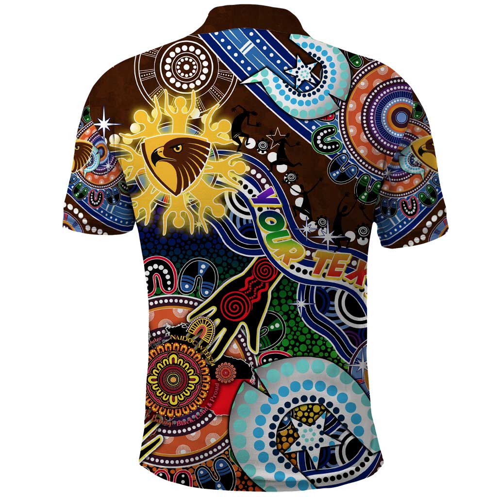 Custom NAIDOC Week 2024 Hawthorn Hawks Polo Shirt Australia Aboriginal Dot Painting