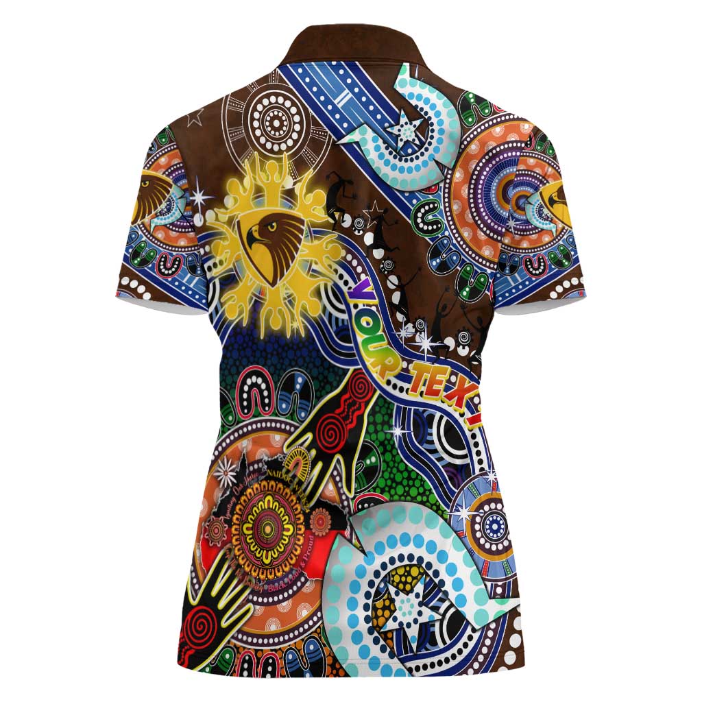 Custom NAIDOC Week 2024 Hawthorn Hawks Women Polo Shirt Australia Aboriginal Dot Painting