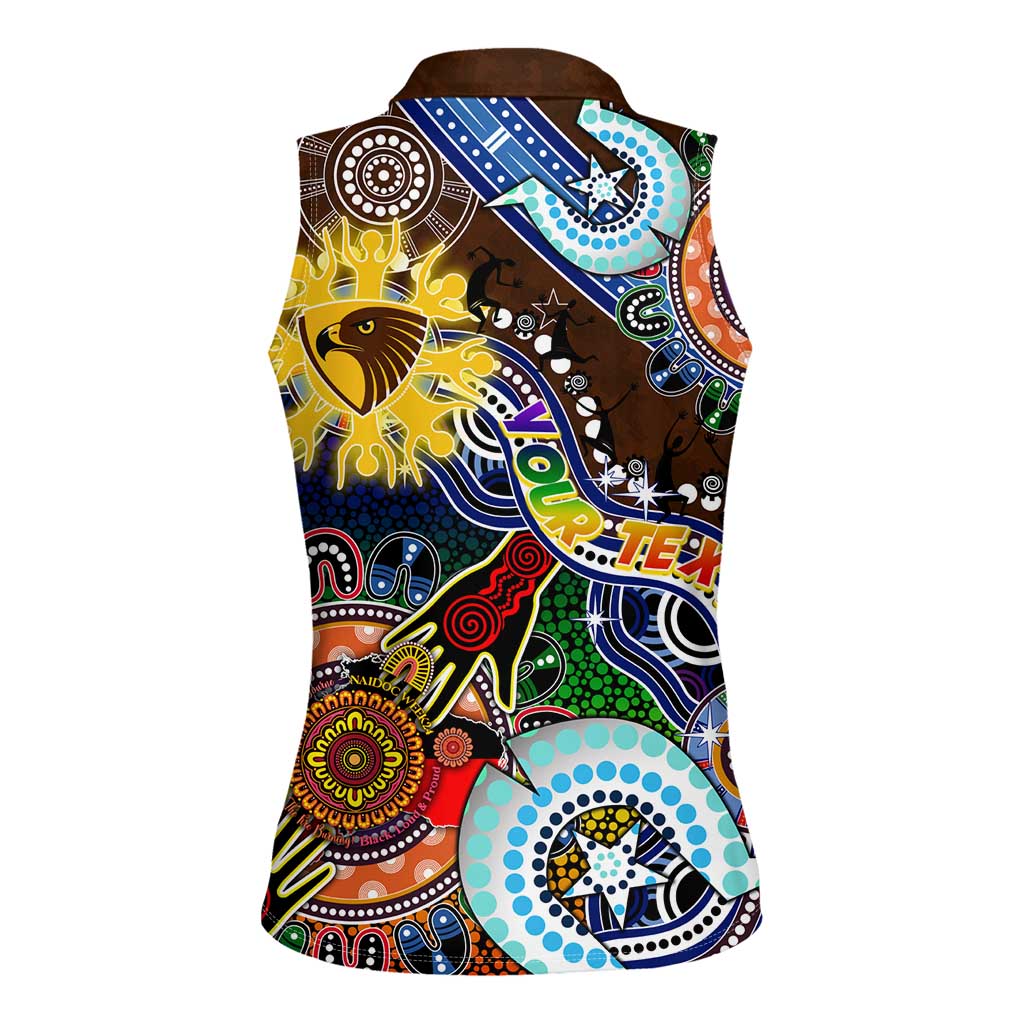 Custom NAIDOC Week 2024 Hawthorn Hawks Women Sleeveless Polo Shirt Australia Aboriginal Dot Painting