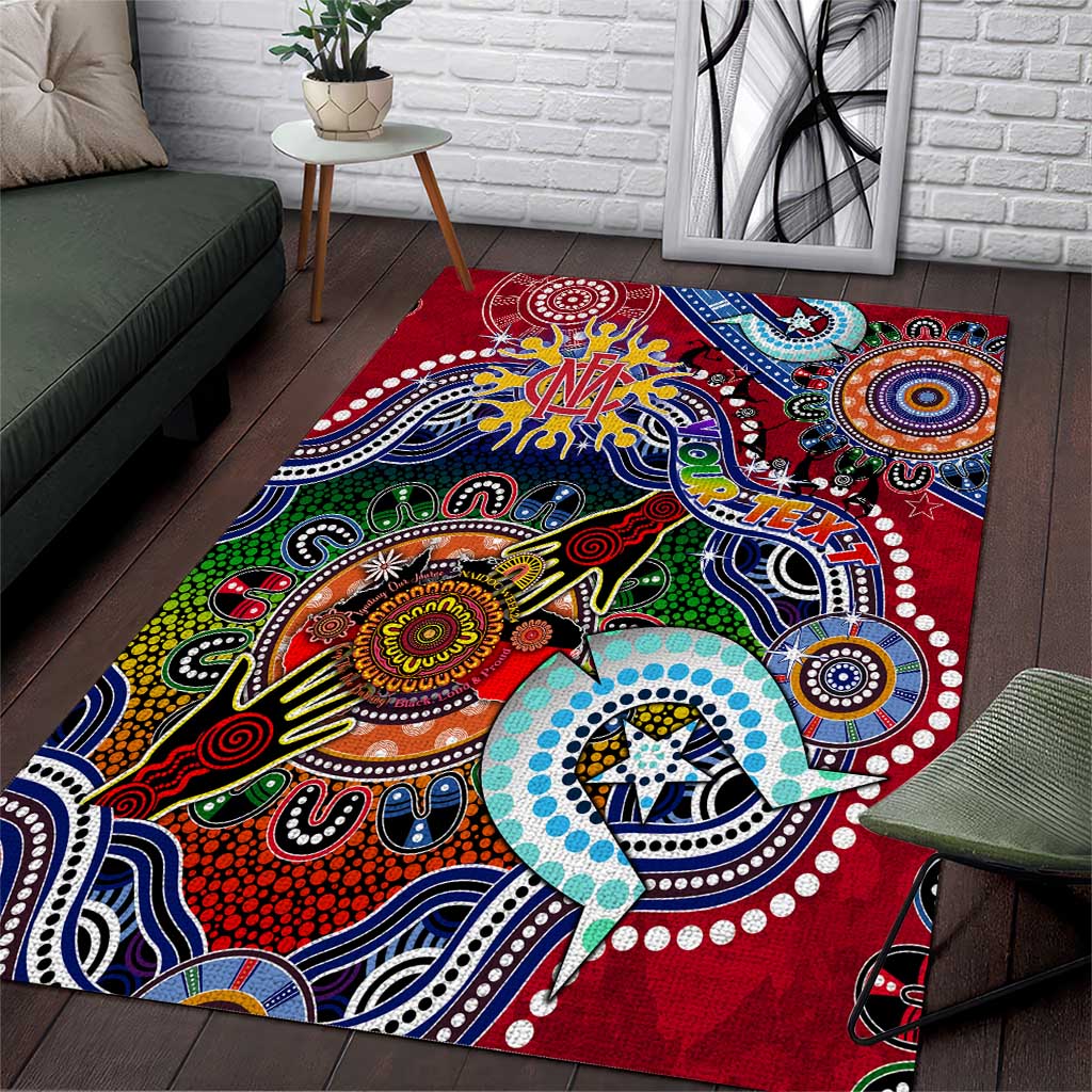 Custom NAIDOC Week 2024 Melbourne Demons Area Rug Australia Aboriginal Dot Painting