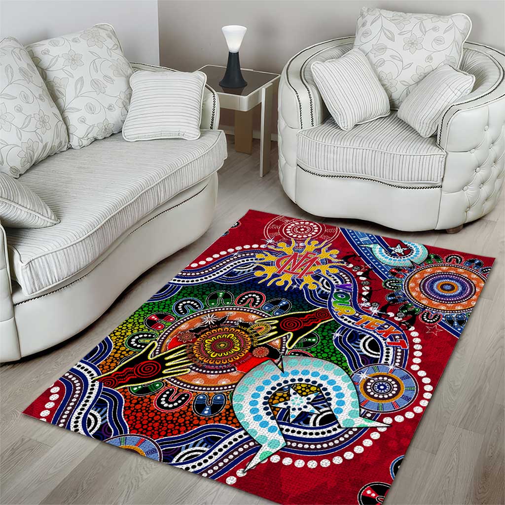 Custom NAIDOC Week 2024 Melbourne Demons Area Rug Australia Aboriginal Dot Painting