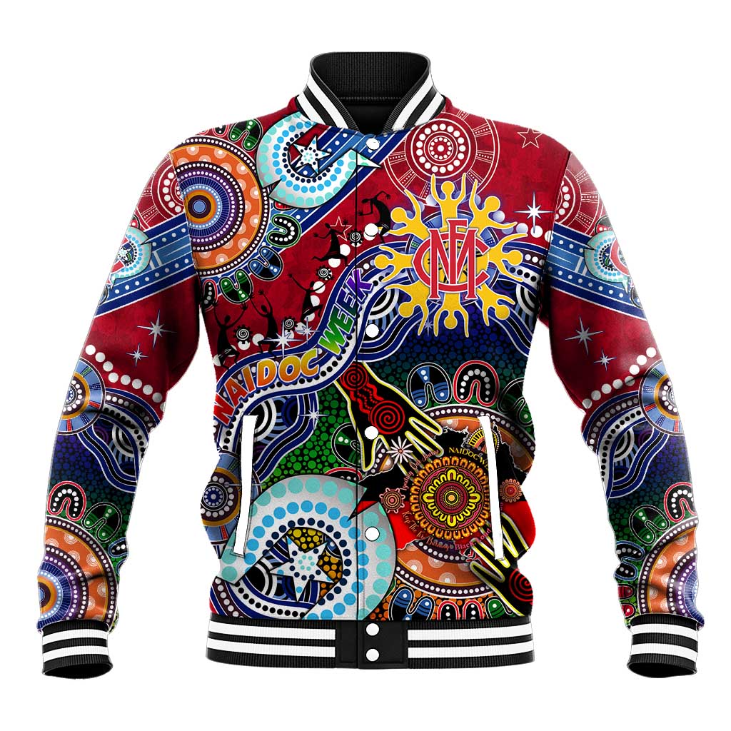 Custom NAIDOC Week 2024 Melbourne Demons Baseball Jacket Australia Aboriginal Dot Painting