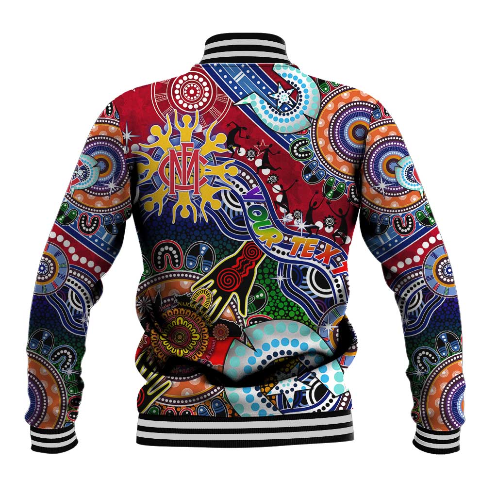 Custom NAIDOC Week 2024 Melbourne Demons Baseball Jacket Australia Aboriginal Dot Painting